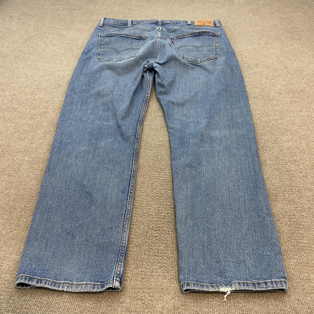 Levis Jeans Mens 38x30 Blue Medium Wash Relaxed Straight Distressed Denim Pants